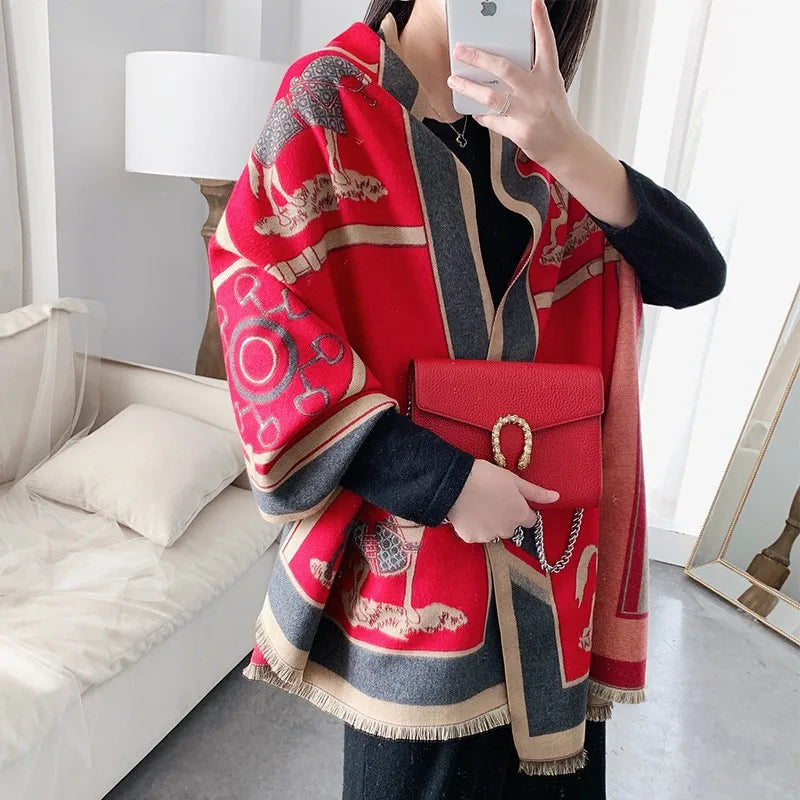 Luxury scarf winter red