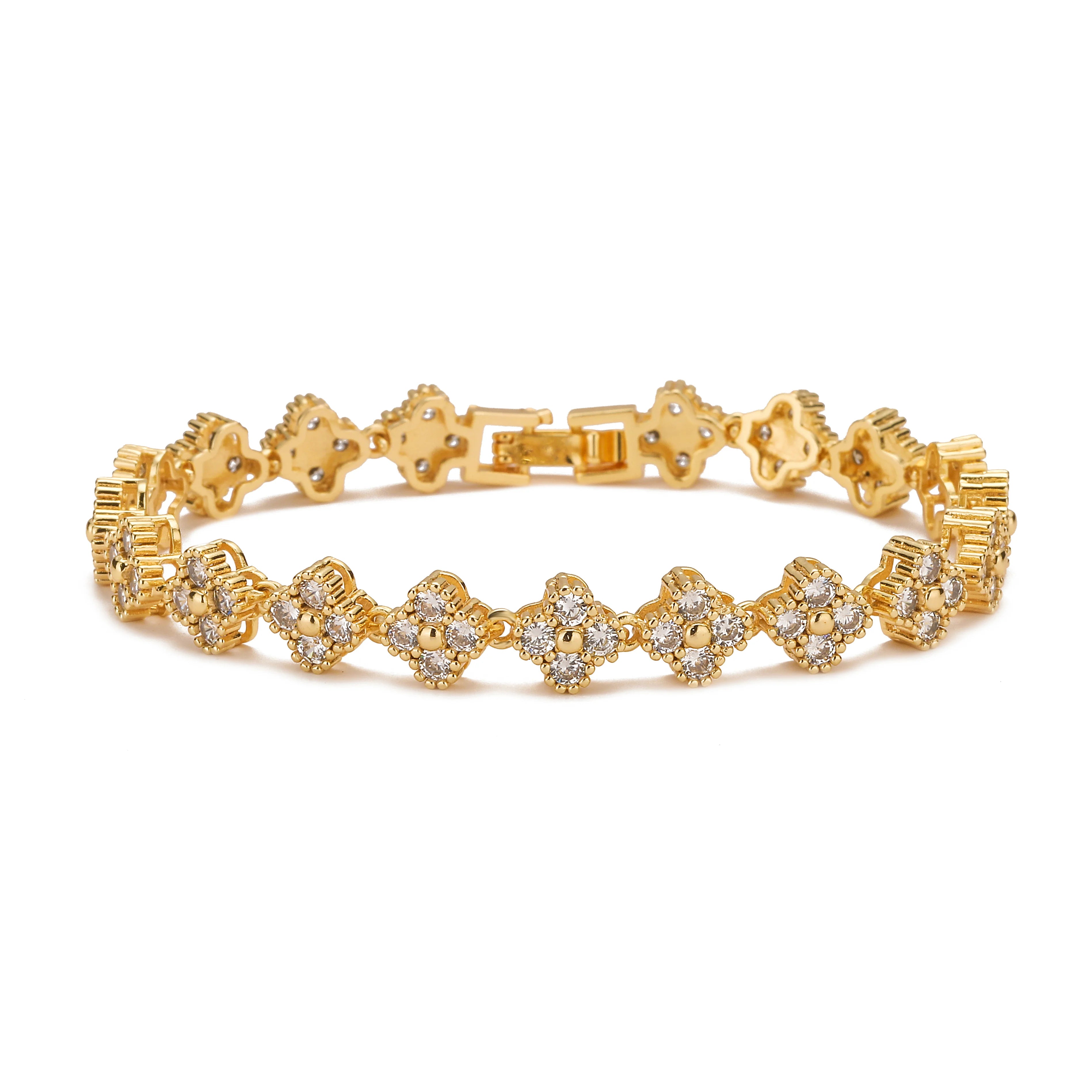 High Quality gold-plated Flower Necklace Bracelet Jewelry Set