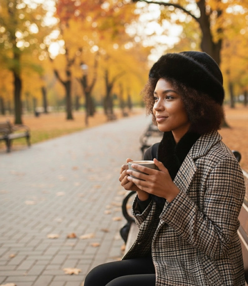 Winter muts en sjaal bruin zwart